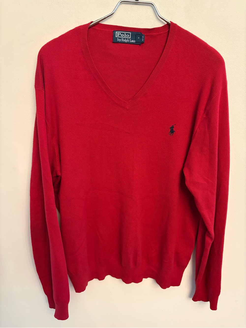 Vintage Polo by Ralph Lauren Red V-Neck Sweater oversized medium
